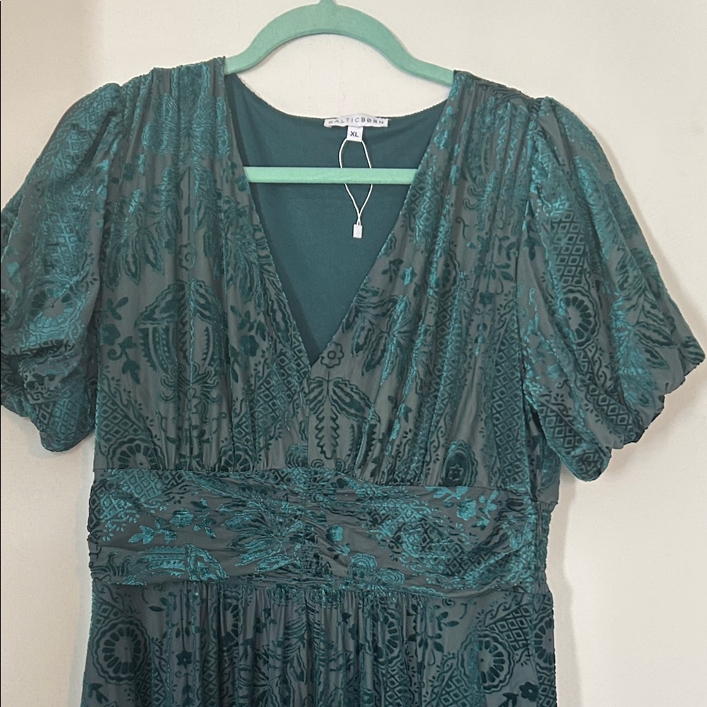 Baltic Born Teal Patterned Long Sleeve Dress